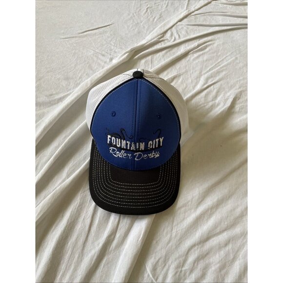 Fountain City Roller Derby Richardson Trucker Hat Blue & White Mesh Adjustable F - Picture 1 of 7
